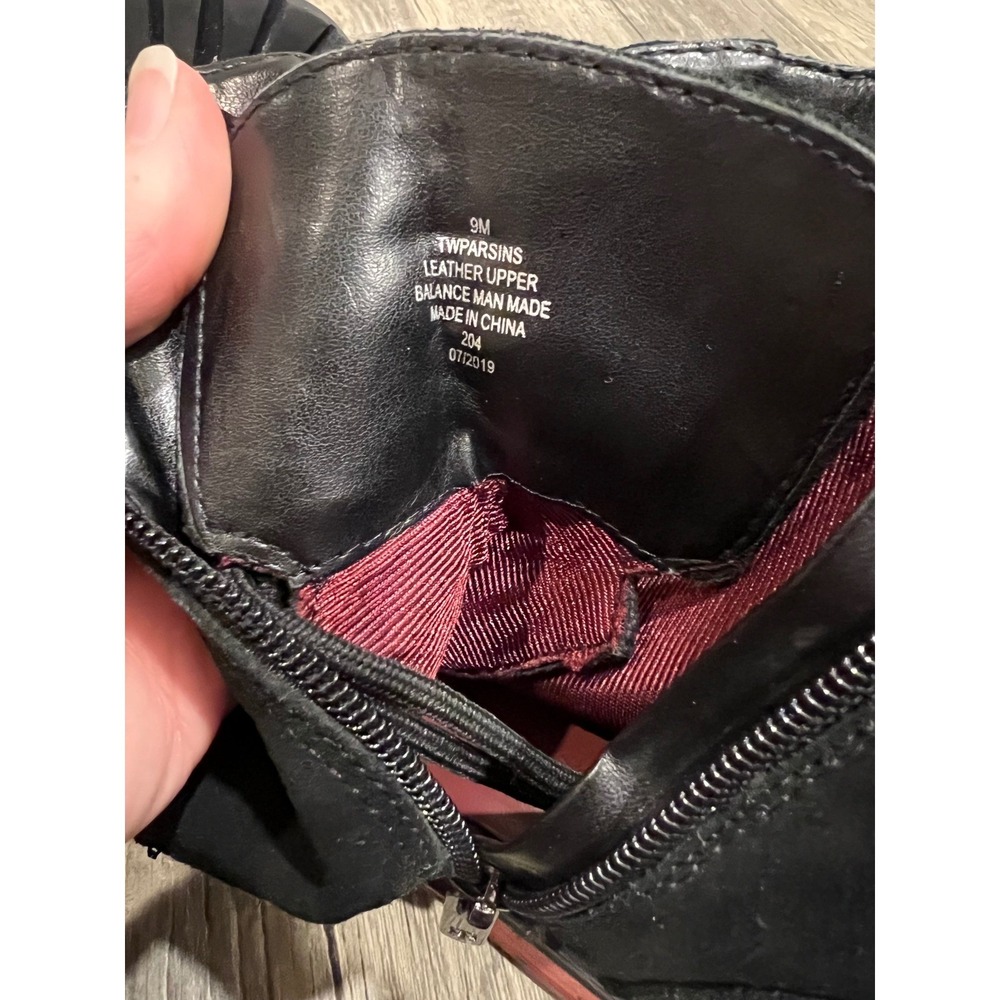 Tommy Hilfiger Black Suede Combat Boots Women's 9 Moto Lace-Up Zipper Ankle - Picture 7 of 8